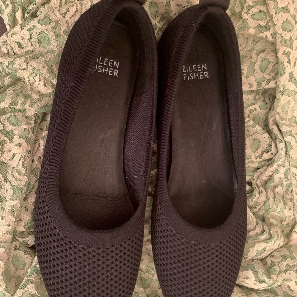 Eileen Fisher stretch black ballet flats. Size 8.5